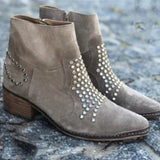 Women's Studded Suede Ankle Boots