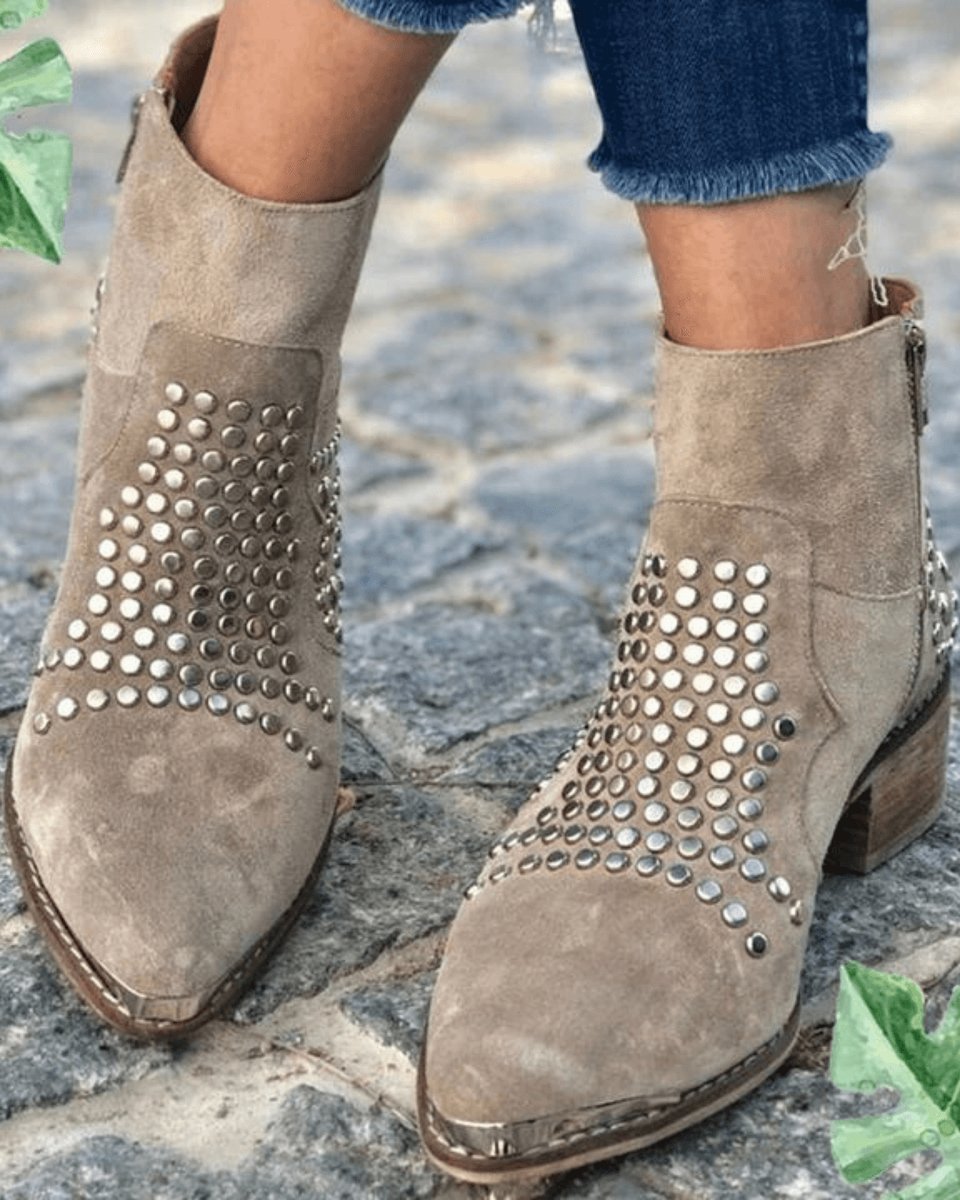 Women's Studded Suede Ankle Boots