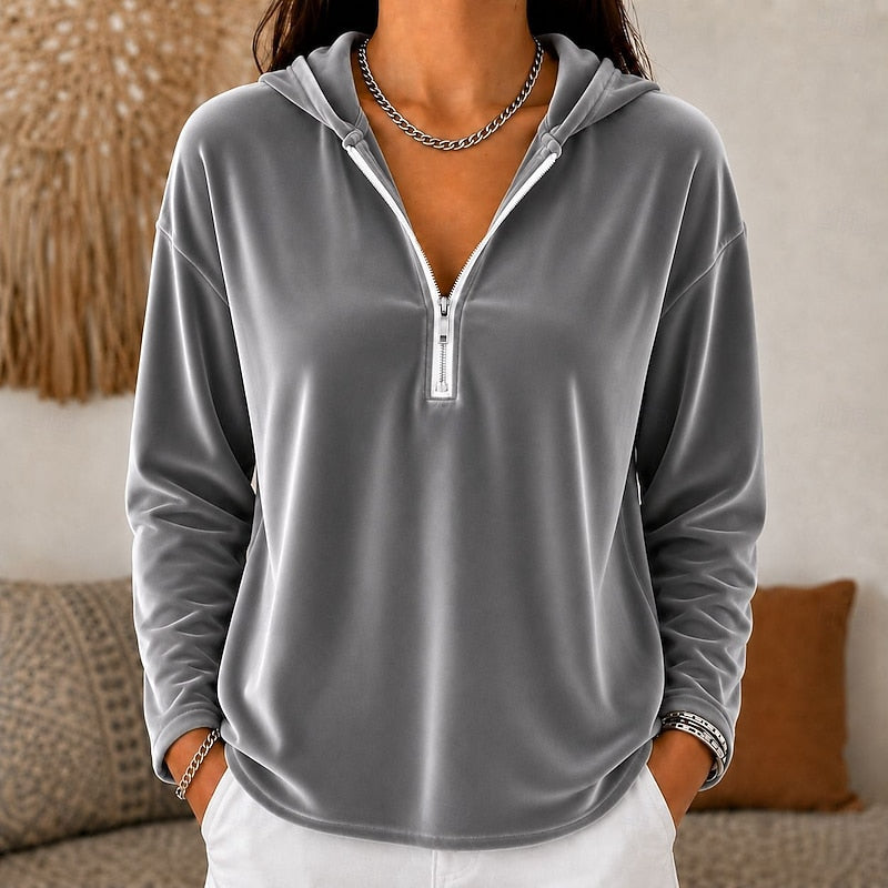 Women's Ribbed Half Zip Sweatshirt