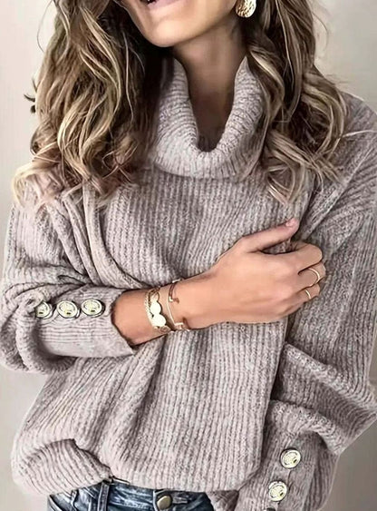 Women's Button Cuff Turtleneck Sweater