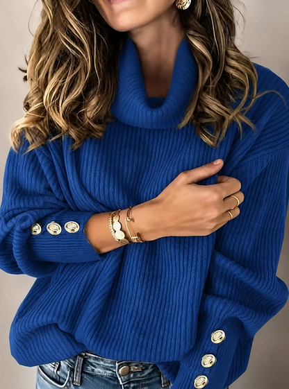 Women's Button Cuff Turtleneck Sweater