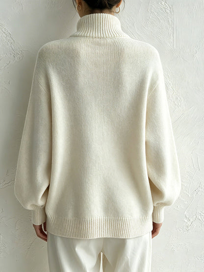 Women's Oversized Button Turtleneck Sweater