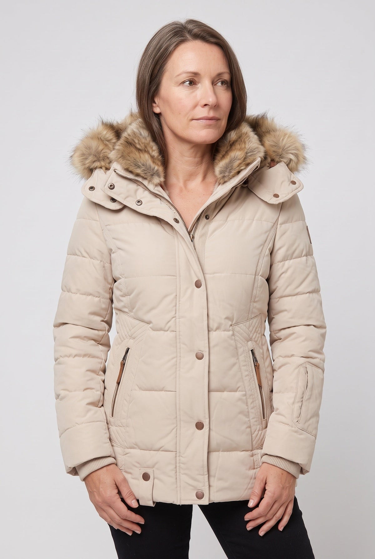 Women's Quilted Faux Fur Hood Jacket