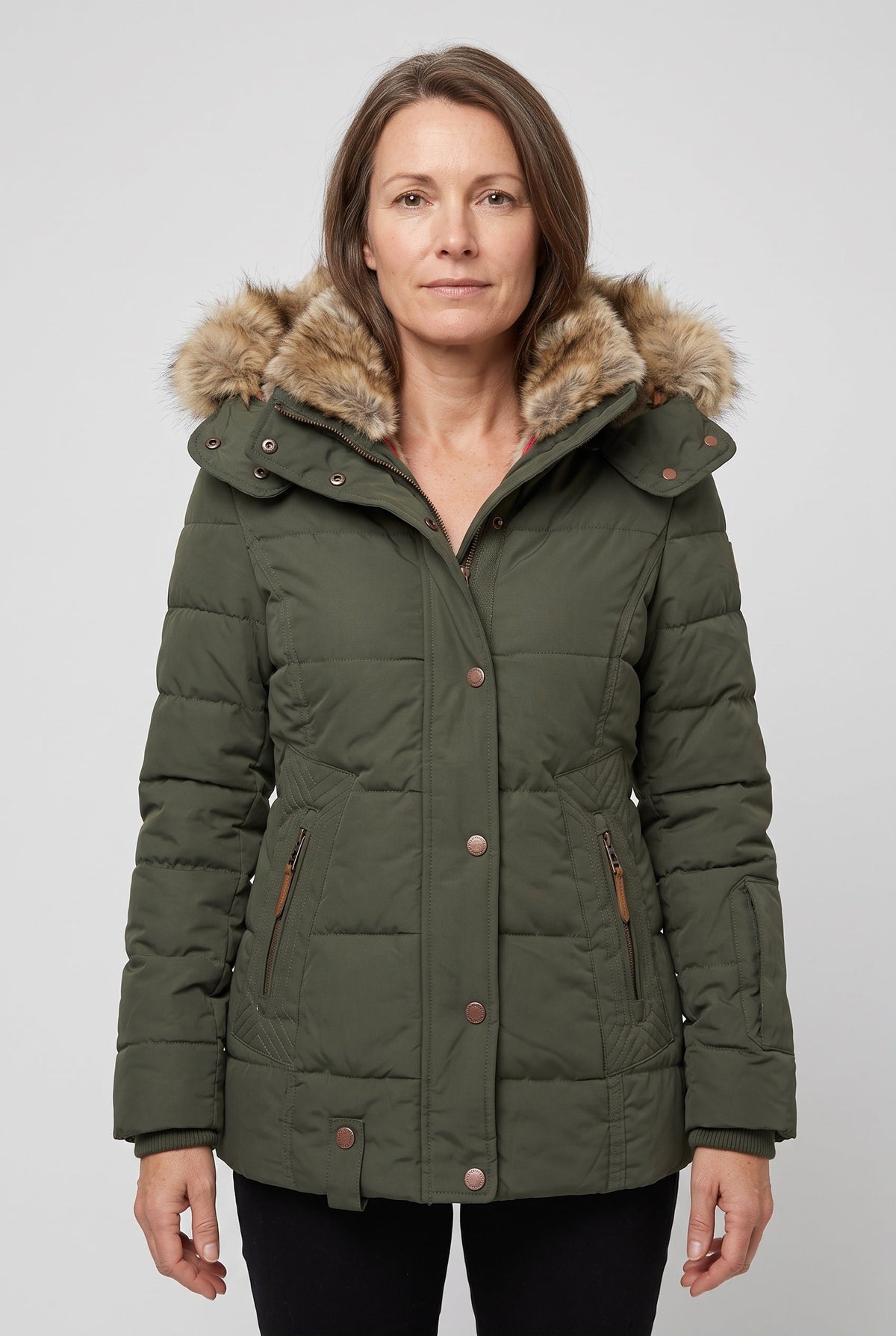Women's Quilted Faux Fur Hood Jacket