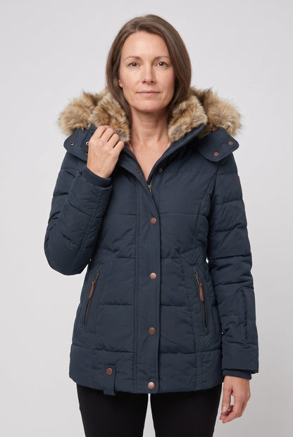 Women's Quilted Faux Fur Hood Jacket