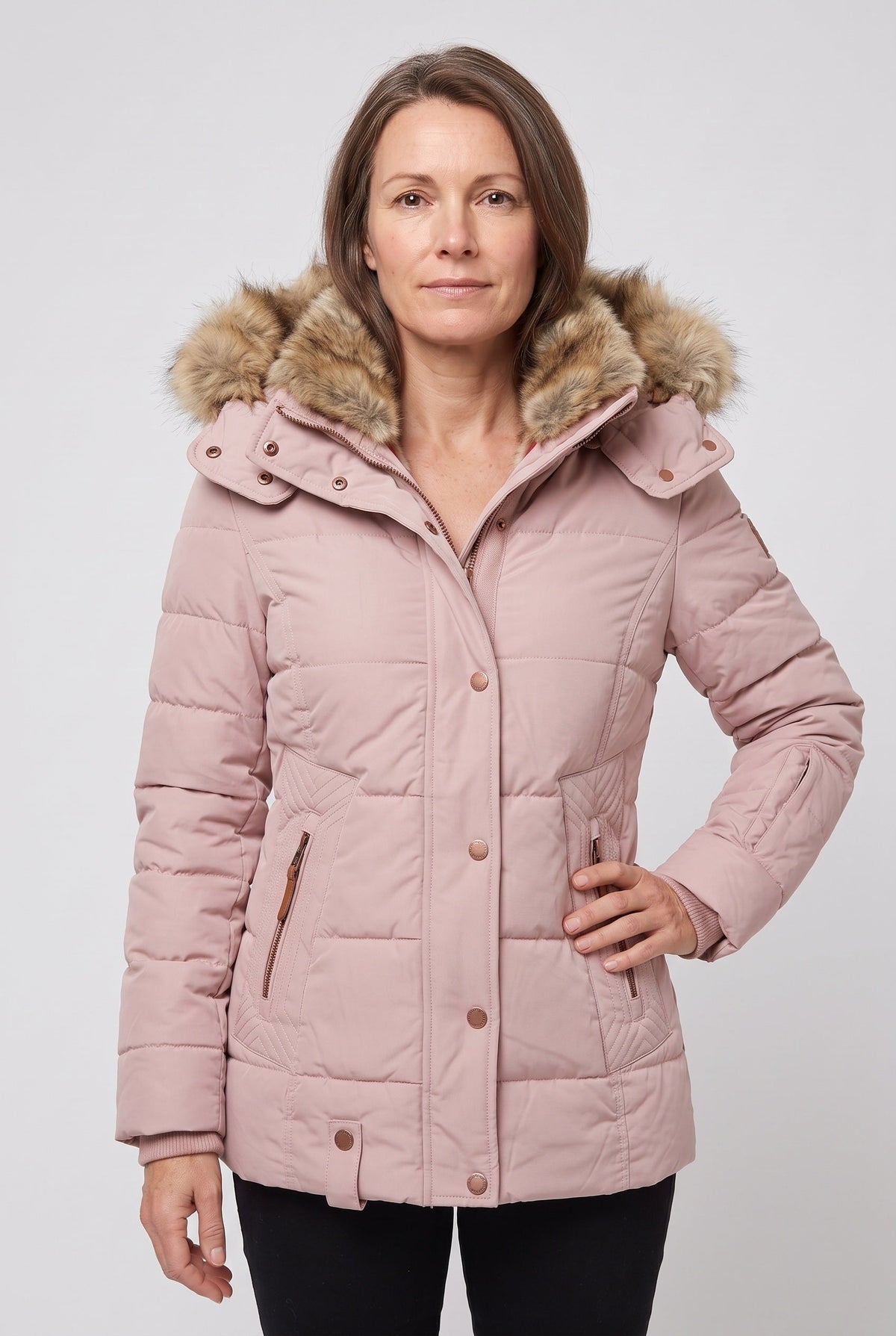 Women's Quilted Faux Fur Hood Jacket