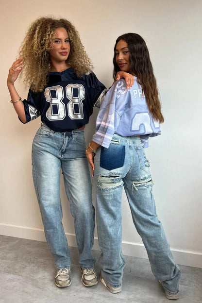 Women's Ripped Straight Leg Jeans