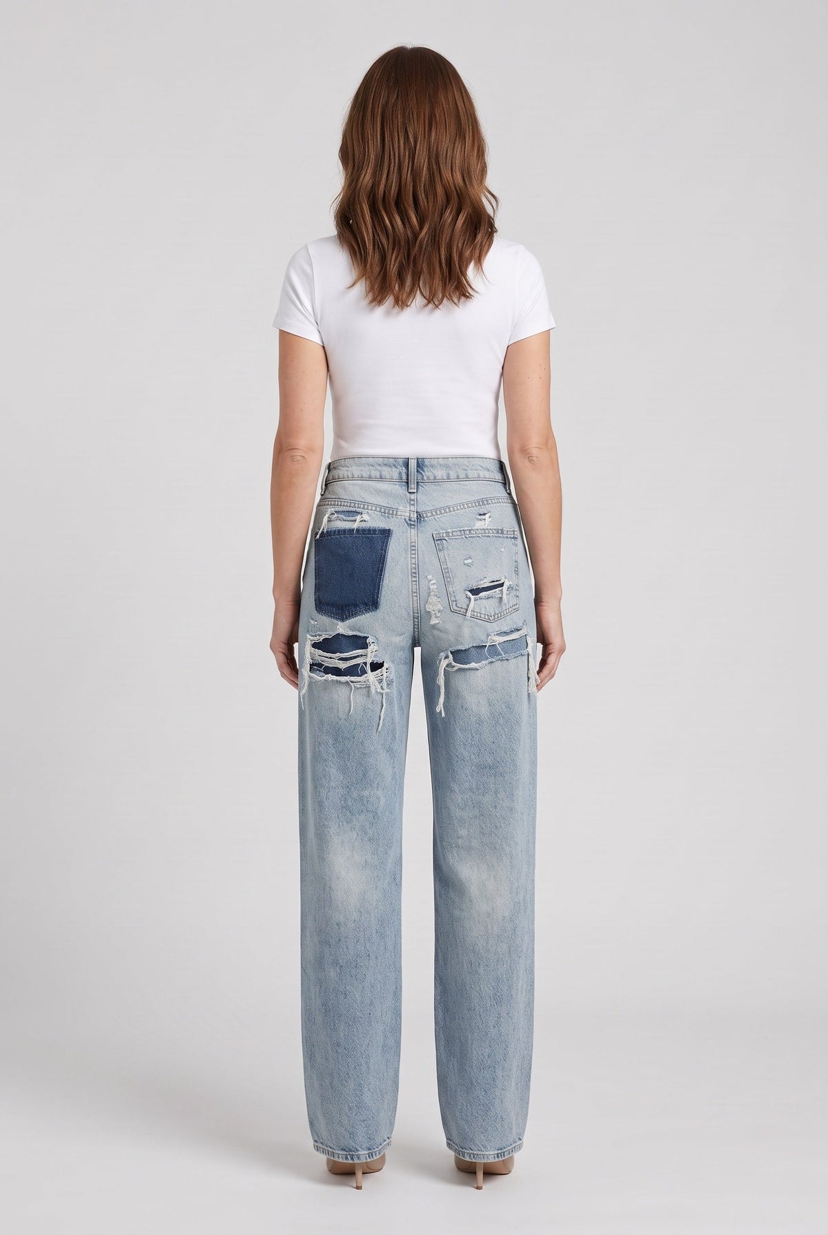 Women's Ripped Straight Leg Jeans