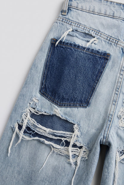 Women's Ripped Straight Leg Jeans