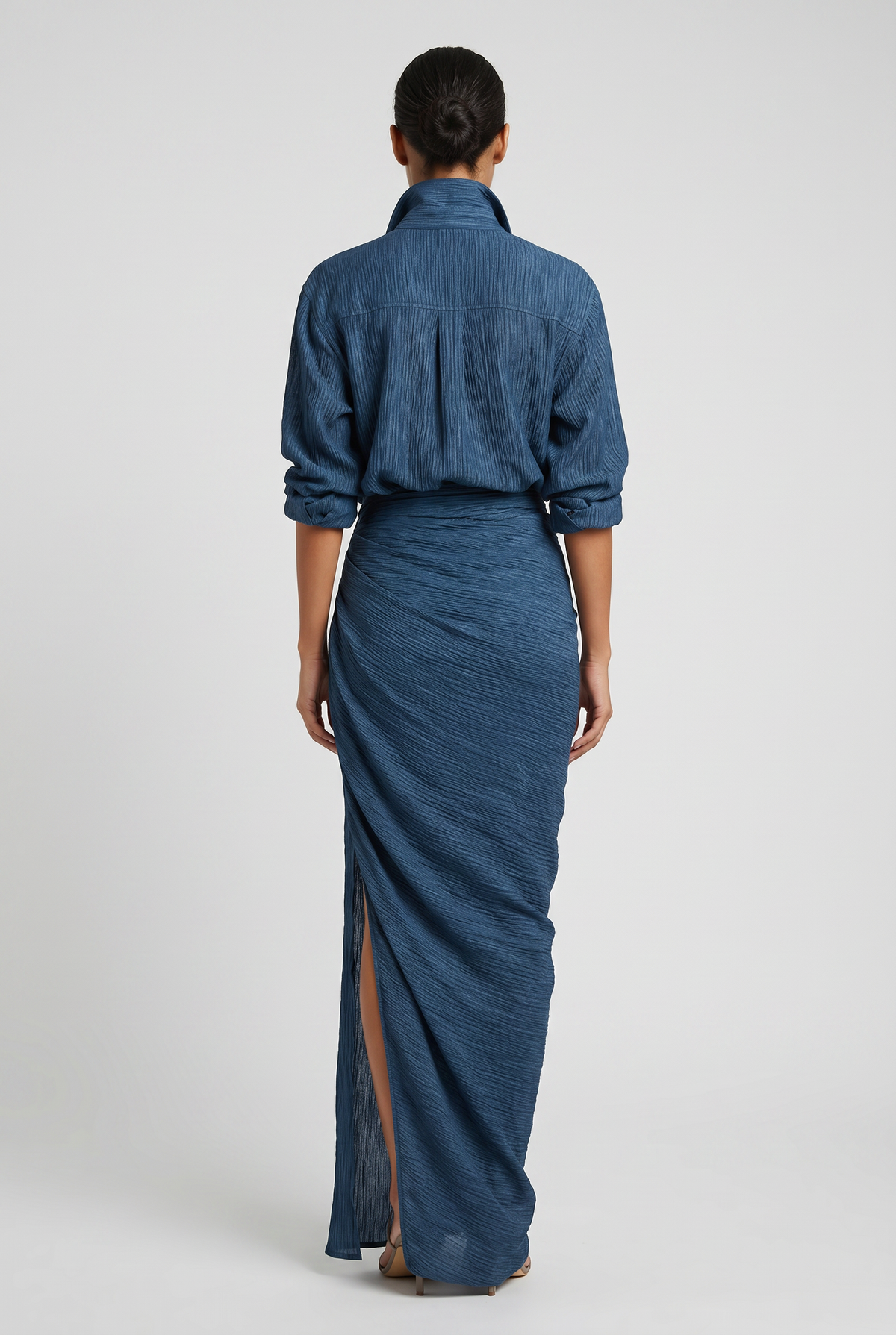 Women's Ribbed Shirt Skirt Set