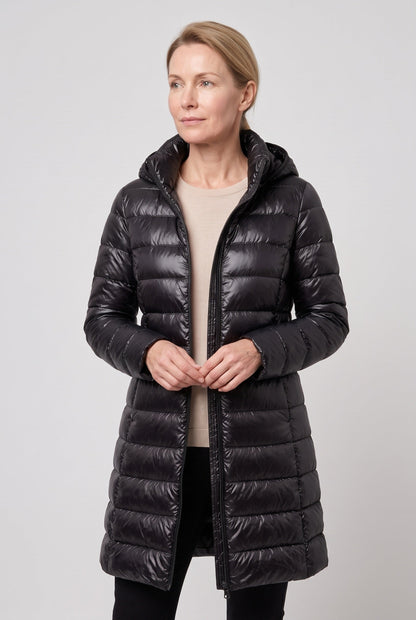 Women's Hooded Longline Puffer Jacket