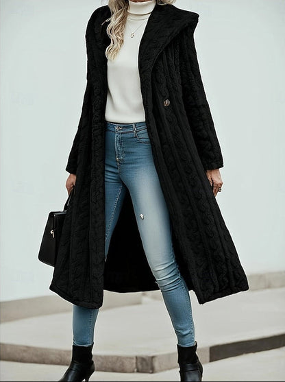 Women's Long Hooded Teddy Coat