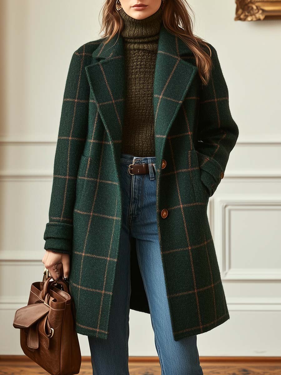 Women's Classic Check Wool Coat
