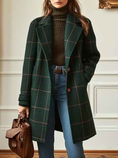 Women's Classic Check Wool Coat