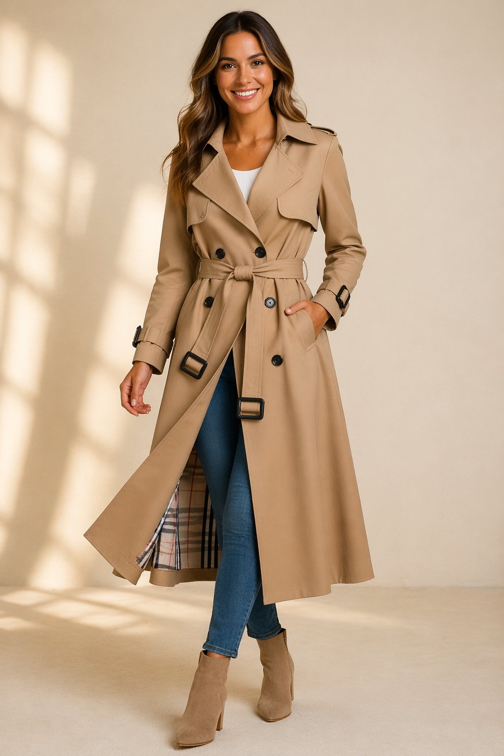 Women's Belted Trench Coat